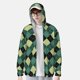 thumbnail image 2 of Fotbe Green Squares Chaqueta con Protección Solar UPF 50+ para Hombre y Mujer, Camisa con Capucha y Bolsillos-Small, 2 of 7