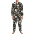 thumbnail image 3 of Honeii Ink Graffiti Owl Pattern Mens Pajamas Set,2pcs Men's Lounge Long Sleeve Sleep Shirt and Pajama Bottoms Sleepwear Set,Mens Pjs Sets-X-Large, 3 of 7