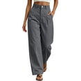 thumbnail image 2 of akafmk Womens Wide Leg Dress Pants High Waist Pleated Work Pants Twill Stretch Summer Fall Business Casual Pants with Pockets, Size XL, 2 of 6