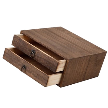 Worgeous retro tea box wooden tea box storage for tea enthusiasts in 9.1*8.5*4.1in 1 Set