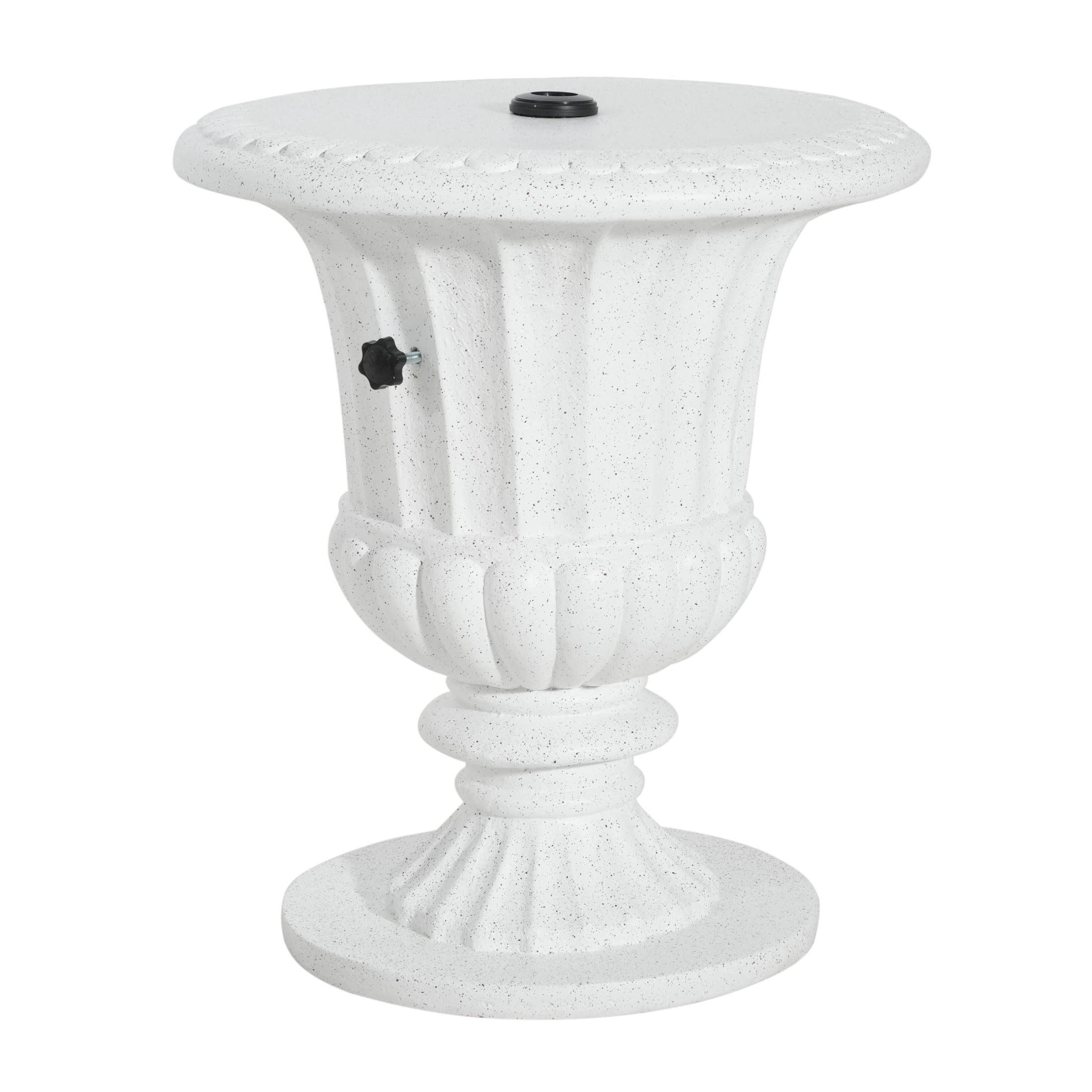 Christopher Knight Home MGO Outdoor Umbrella Base, Sand-Filled, Patio Side Table with White Marble Finish