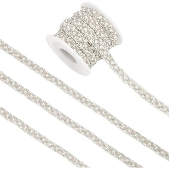4.6 Yards White Pearl Beaded Trim 3/8 inch(10mm) Wide Bridal Lace Trim Fabric DIY