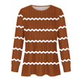 thumbnail image 4 of RXIRUCGD Hauts Décontractés Mode pour Femmes Col Rond Plissé Rayé Manches Longues, Marron, Taille : m, 4 of 5