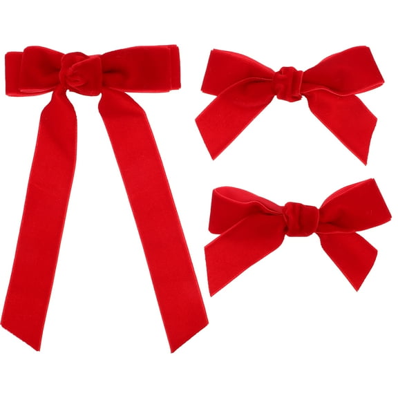 ELAYARD 3-Pack Red Hair Bows for Girls, Ribbon Bowknot Hair Clips Barrettes, Perfect Accessories for Toddlers, Teens, Xmas & Valentines