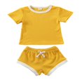 thumbnail image 3 of 2pcs Infant Toddler Baby Boys Girls Rib Short Sleeve Tshirt Top and Short Summer Outfits, 3 of 10