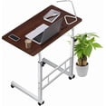 thumbnail image 1 of Escritorio para Laptop, Escritorio de pie móvil con Altura Ajustable, Mesa con Ruedas para Cama, fácil de Montar, Ideal para Oficina, Desayuno, café (60 x 40 cm,Nogal), 1 of 6