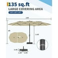 thumbnail image 5 of Arigeas 15FT Large Patio Umbrella with Base, Outdoor Double-Sided Rectangle Market Umbrella for Garden Backyard, 5 of 5