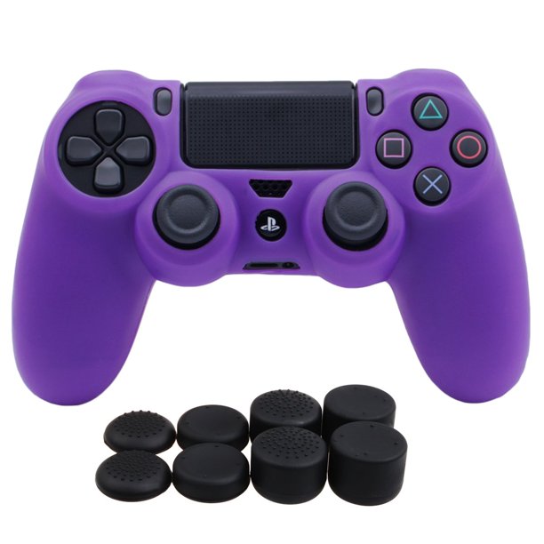 Silicone Cover Skin Case For Sony Ps4 Slim Pro Dualshock 4 Controller X 1 Purple With Pro Thumb Grips X 8 Walmart Com Walmart Com