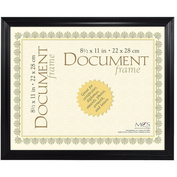 ECONOMY Document Black ABS acrylic 8 5x11 frame by MCS - 8.5x11