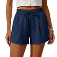 thumbnail image 5 of cocolona Womens Summer Casual High Waist Beach Shorts Elastic Waist Straight Wide Leg Vacation Lounge Shorts with Pockets, 5 of 5