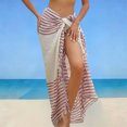 thumbnail image 2 of Wxolcjlv Women's Striped Fringe Wrap Sarong Skirt Tie Waist Beach Long Skirts, 2 of 4