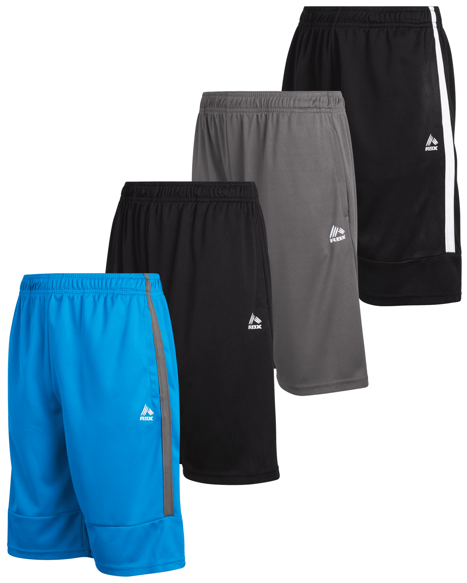 RBX Boys' Athletic Shorts 4 Pack Active Performance Mesh Basketball