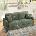 thumbnail image 3 of Domusensus 70 inch sofa, Corduroy Loveseat 21" Extra Deep Seat, Oversize Loveseat No Tool Assembly, Oversize Sofa Living Room with 2 Pillows, Green, 3 of 10