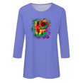thumbnail image 4 of Qertyioot Cadeau pour Femmes Valentine, Mode Manches Trois-Quarts Col Rond Rétro Imprimé de Noël Haut Ample Blouse Manches Trois-Quarts, 4 of 4