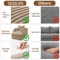 thumbnail image 5 of SESSLIFE 65" Oversized Chaise Lounge Chair Indoor, Corduroy Boneless Sofa Bed with Wide Armrest 3 Pillows, Upholstered Cloud Sofa Couches for Living Room, No Assembly Require, Camel, 5 of 7