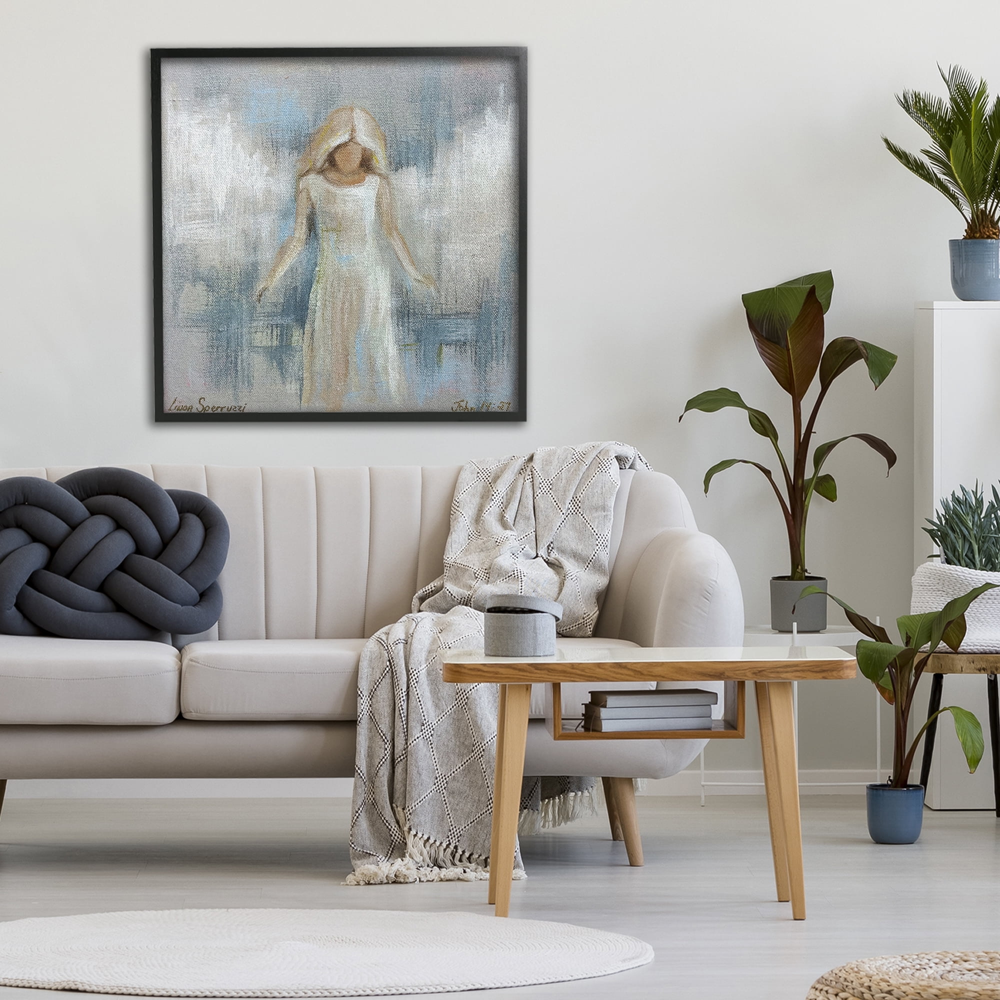 Stupell Industries Ethereal Peace Angel Black Framed Giclee Art, design by Linda Sperruzzi