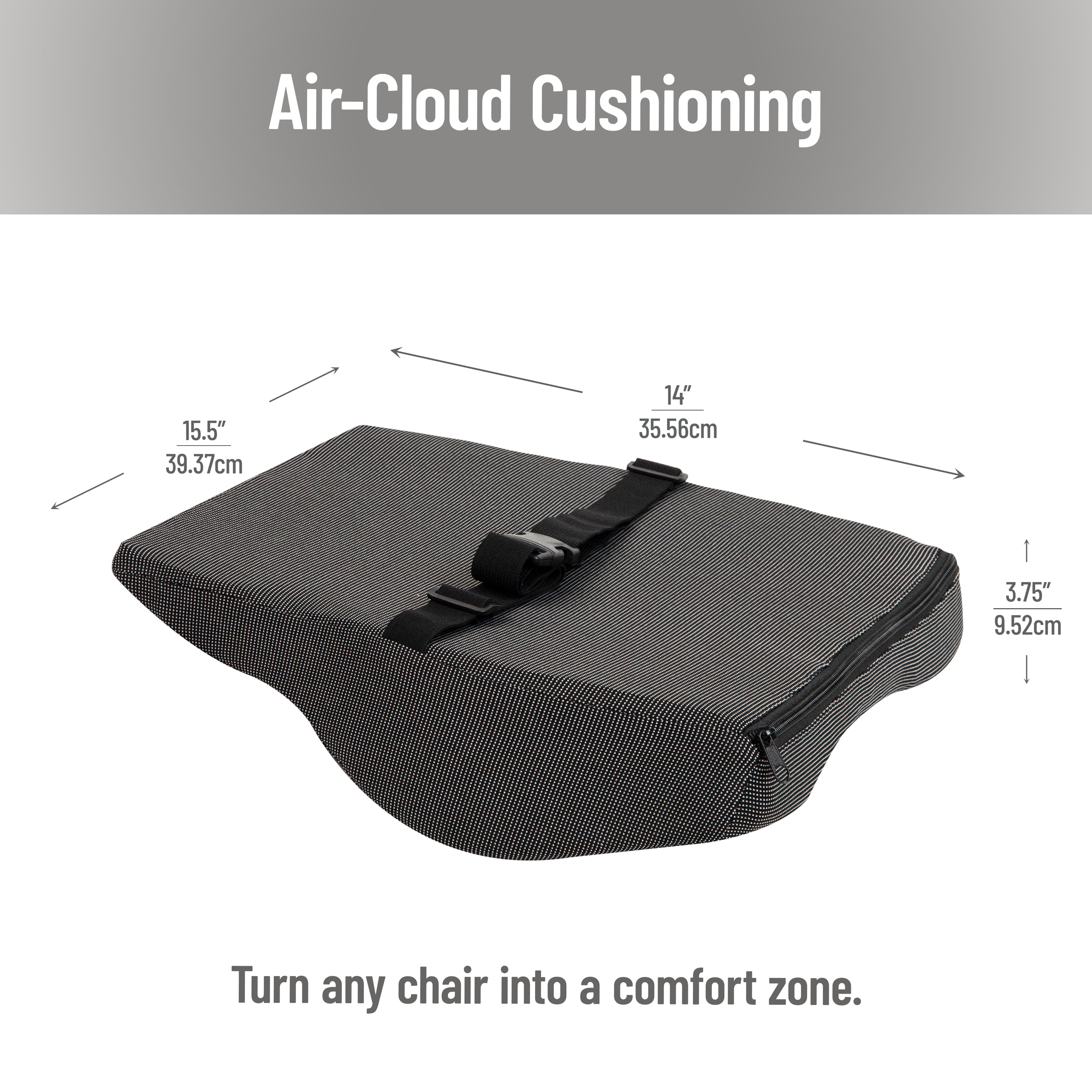 Mind Reader Lumbar Support Cushion for Office Chair, Memory Foam and Cooling Gel Core, Black
