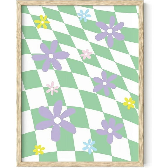 Haus and Hues Danish Pastel Aesthetic - Green Wall Art Danish Posters Cute Wall Decor Floral Wall Decor Floral Danish Pastel Room Decor Aesthetic Danish Home Decor Flower Posters (Beige Framed, 12x16)