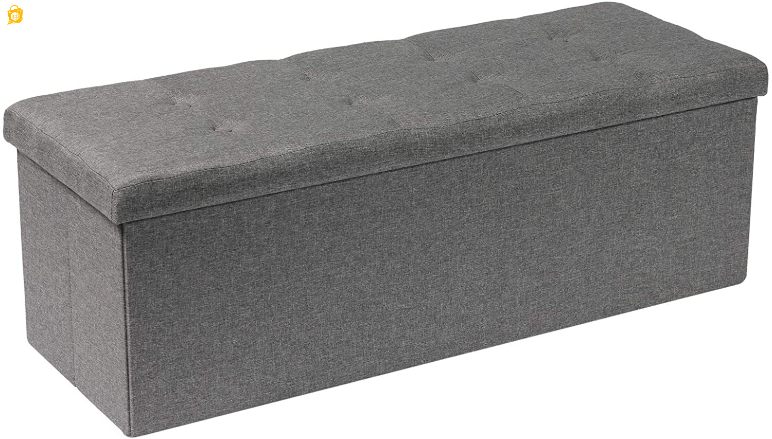 Folding Ottoman Bench with Tray Long Toy Chest Footrest Seat Grey (43.3