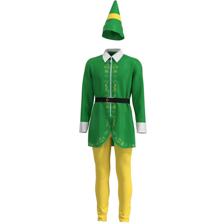 Buddy the Elf Costume, Christmas Elf Outfit with Elf Shoes, Hats