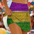 thumbnail image 2 of Mini Skirts for Women Carnival Sequin Print Casual Elastic Waist Double Layer Athletic Skirt with Shorts Pink L, 2 of 6