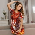thumbnail image 3 of Haiem Red Leaf Flame Fox Print Women’s Short-sleeved Nightdress – Comfortable and Loose-Fit Sleepwear, Soft Cotton Sleep Shirt for Relaxing, Casual Nightdress, 3 of 6