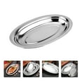 thumbnail image 3 of 1pc Stainless Steel Oval Plate Steaming Fish Plate Snack Desserts Service Tray, 3 of 9