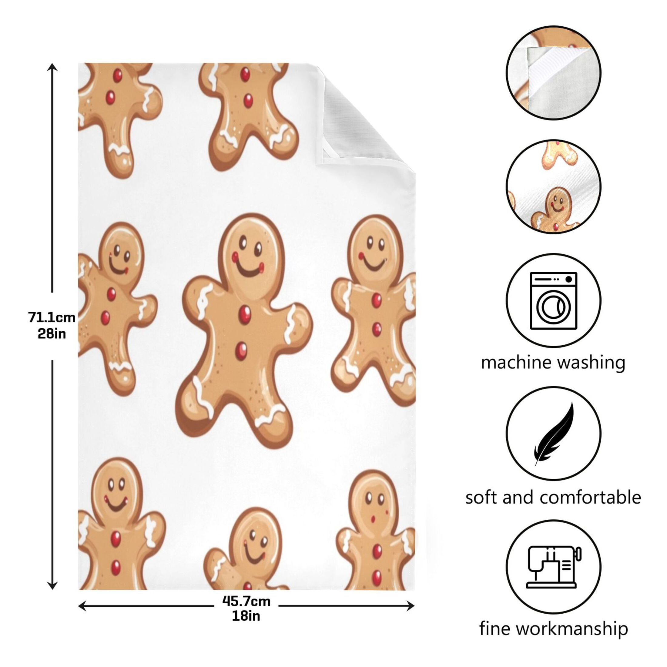 Kitchen Towel 28x18 Inches x6，Plate Towel, Decorative Towel, Napkin, Tea Towel Tea Towels For Kitchen Dish Cloths & Dish Towels The Christmas Gingerbread Man
