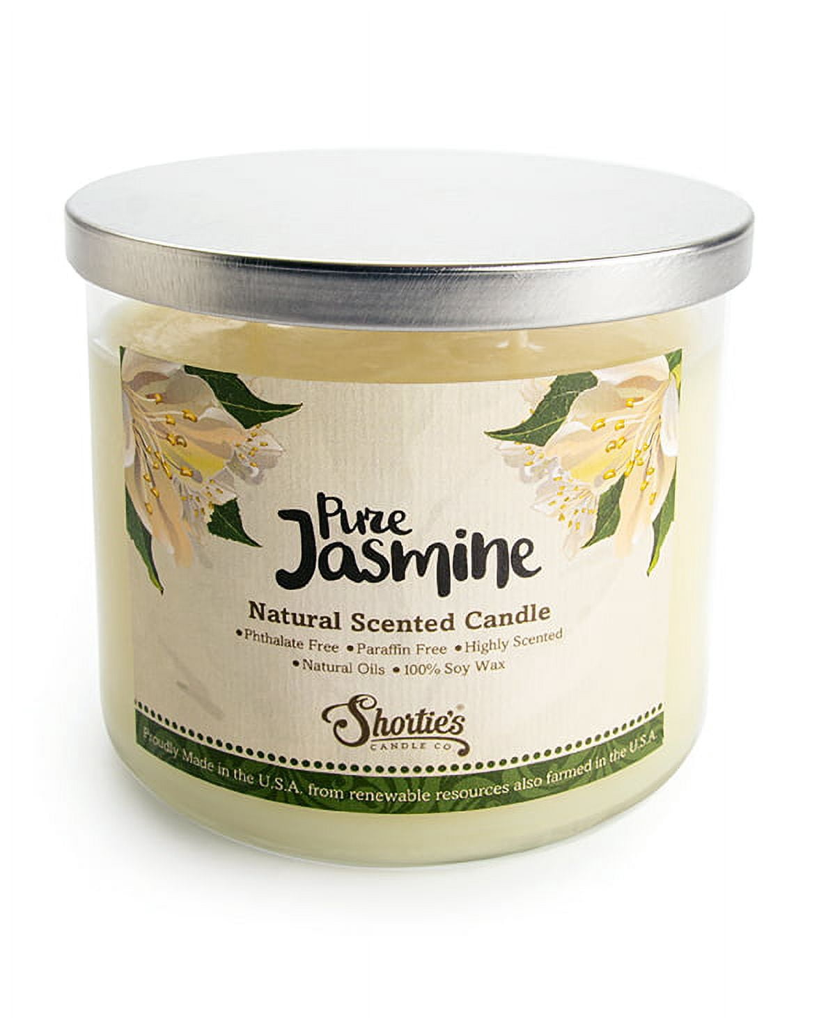 Pure Jasmine Scented 3 Wick Candle - All Natural - Made with 100% Responsibly Sourced Soy and Essential Fragrance Oils - Phthalate & Paraffin Free, Vegan, Non-Toxic