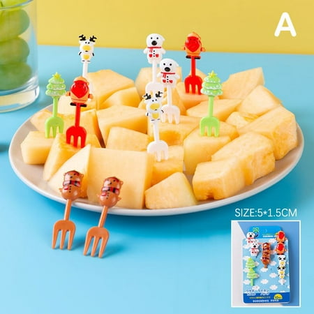 

1set Fruit Fork Food Grade Plastic Mini Cartoon Kids Ca Fruit Toothpick Bento Lunch Bento Accessories Party Decoration
