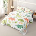 thumbnail image 3 of Homewish Cute Cartoon Dino Twin Quilt Set,Kawaii Plants Twin Coverlet Set,White,2pcs, 3 of 7