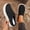 Black, variant on Women's Knit Slip On Slippers Comfortable Casual Sneakers Lightweight Breathable Flat Sole House Shoes Outdoor Khaki 5.5
