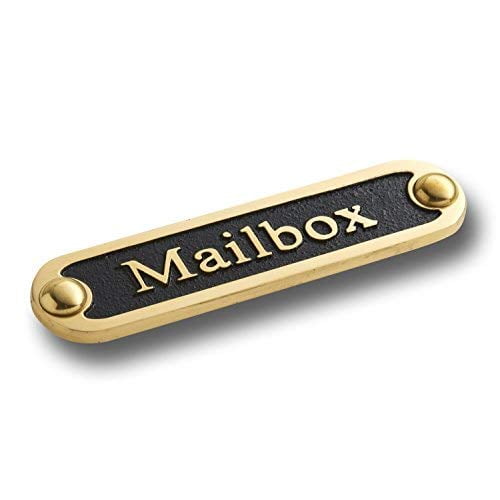 Mailbox Brass Door Sign. Traditional Style Home Décor Wall Plaque Handmade By The Metal Foundry UK.