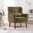 thumbnail image 4 of Oufan Armchair with Upholstered, Rubberwood Chair with High Backrest & Pillow, Comfy Soft Padded Lounge Chair for Living Room, Bedroom, 4 of 8