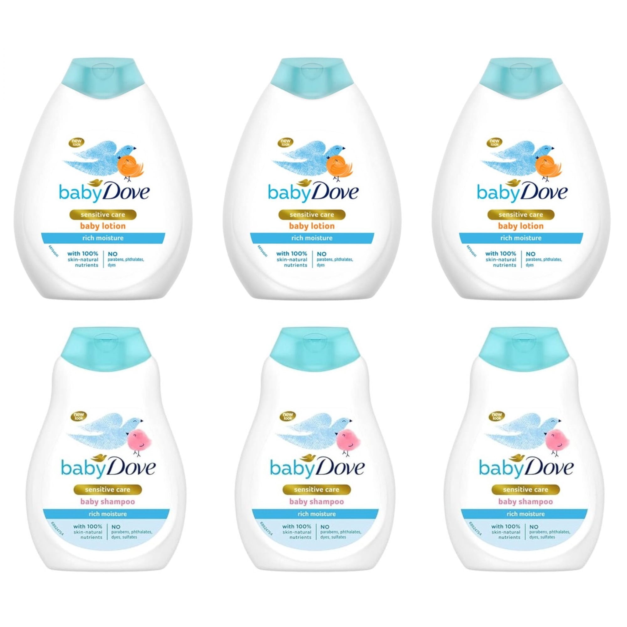Baby Dove Rich Moisture 3 Shampoo & 3 Lotion Sensitive hypoallergenic 400ml 6Pk