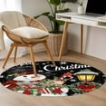 thumbnail image 4 of Round Rugs 4 Ft, Black Christmas Non Slip Area Rugs for Kitchen Bedroom Entryway, Snowman Gifts Xmas Snowflake Winter Washable Carpet Runner Rug Floor Mats for Bedroom Home Decor, 4 of 9