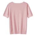 thumbnail image 6 of Bovemsi Women's Short Sleeves Sweaters V Neck Soft Pullover Top, Pink Women's Summer Short Sleeve T-Shirts, XL, 6 of 9