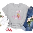 thumbnail image 2 of Hauts d'Été pour Femmes 2023 T-shirt Col Rond Imprimé Lapin Manches Courtes Décontracté Ample Blouse de Pâques, 2 of 4