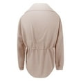 thumbnail image 5 of Women's Lapel Collar Half Zip Drawstring Waist Long Sleeve Pullover Sweatshirt, Oversized Fuzzy Comfort Top for Autumn Winter Season, Casual Daily Wear, Street Fashion and Outdoor Activities Khaki S, 5 of 5