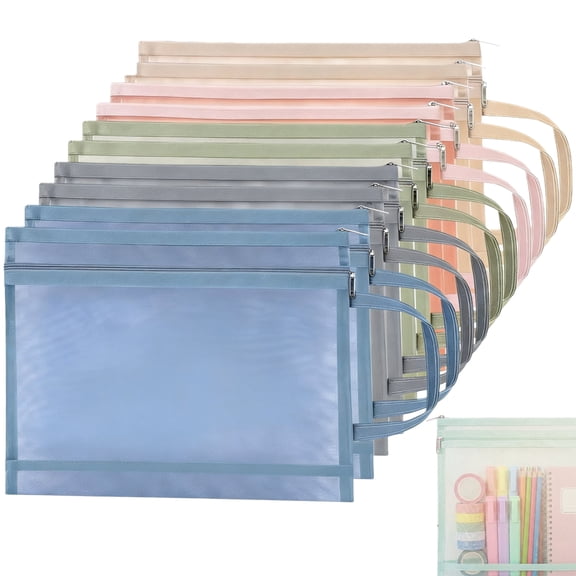 10 Pack Colored Mesh Zipper Pouch Bags For Puzzle Building Block Storage