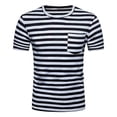 thumbnail image 4 of Mens T-shirts Short Sleeve Striped Crewneck T Shirt with Pocket Soft Casual Everyday Basic Tees Black S, 4 of 4
