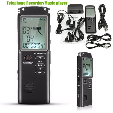 8GB 60HR Voice Activated USB LCD Digital Audio Voice Telephone Recorder Dictaphone MP3 Player U Flash Disk with Microphone Speaker+8GB Flash Memory+Cables +Earphone Noise