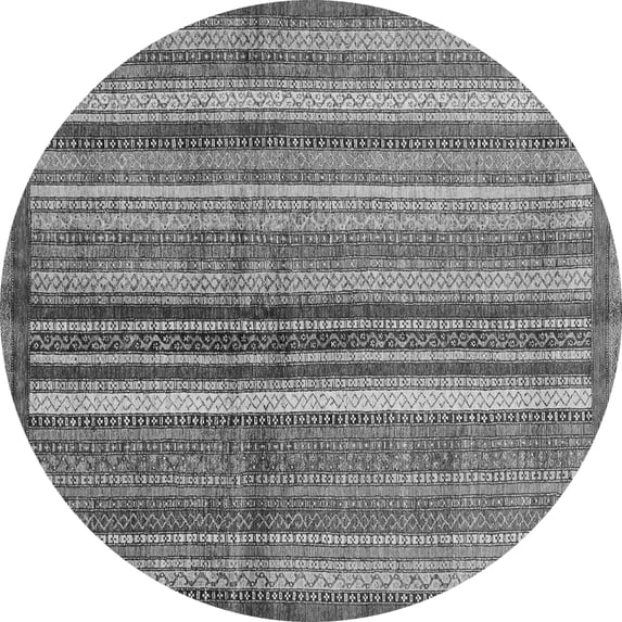 Ahgly Company Indoor Round Abstract Gray Modern Area Rugs, 7' Round