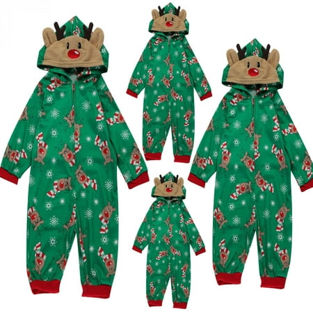 

Christmas Pajamas For Family Onesies Cozy Zipper Jumpsuits Elk Antler Hooded Loungewear Family Christmas Pjs Matching Sets