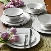 Gibson Home Everyday Round White Stoneware Dinnerware Set, 12-Piece