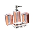 thumbnail image 3 of 4Pcs Bath Accessory Soap Dispenser Transparent Lotion Bottle Vanity Accessory Set Toilet Accessories Set Soap Dish Toothbrush Cup Decor Rose, 3 of 9
