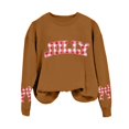 thumbnail image 4 of Fiaer Christmas Sweatshirts for Women Letter Bow Graphic Plus Size Pullover Crew Neck Casual Fashion Long Sleeve Tops Coffee XXL, 4 of 4