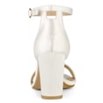 thumbnail image 4 of Women's Satin Open Toe Ankle Strap Chunky Heels Sandals White (Size 7), 4 of 7