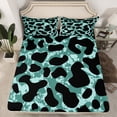 thumbnail image 2 of jejeloiu Leopard Cheetah Print Bed Sheets,Jungle Animal King Sheets,Blue Black Sheet Set For Kids,Luxury Bedroom Decor,4 Pieces, 2 of 7