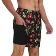 thumbnail image 2 of Sikiie Sweet Red Cherry Print Men's Double Layer Swimming Trunks, Adjustable Waistband and Pockets Sports Swimming Trunks, Beach Swimwear-Large, 2 of 6